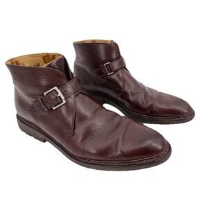 Heschung Boots Mens Brown Leather Manioc Buckle Chukka 10 US / 8.5 UK / 43 EU
